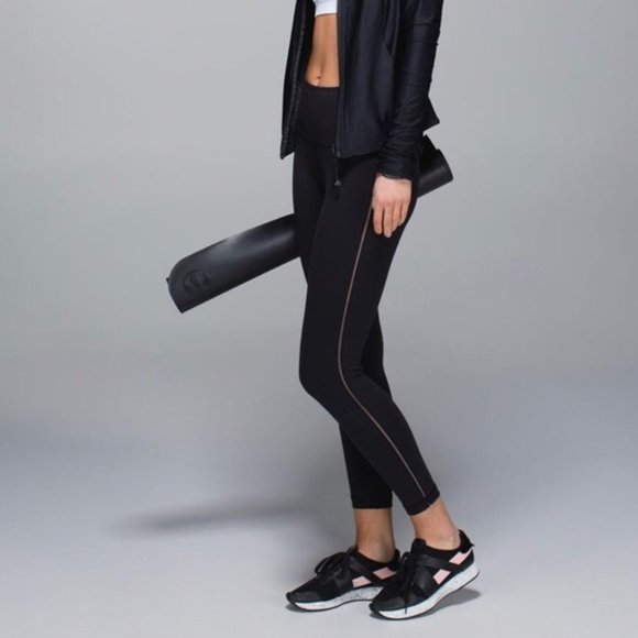lululemon athletica Pants - Lululemon Black High Times Pant with Mesh Stripe